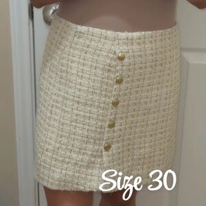Forever 21 Cream Tweed Pencil Skirt